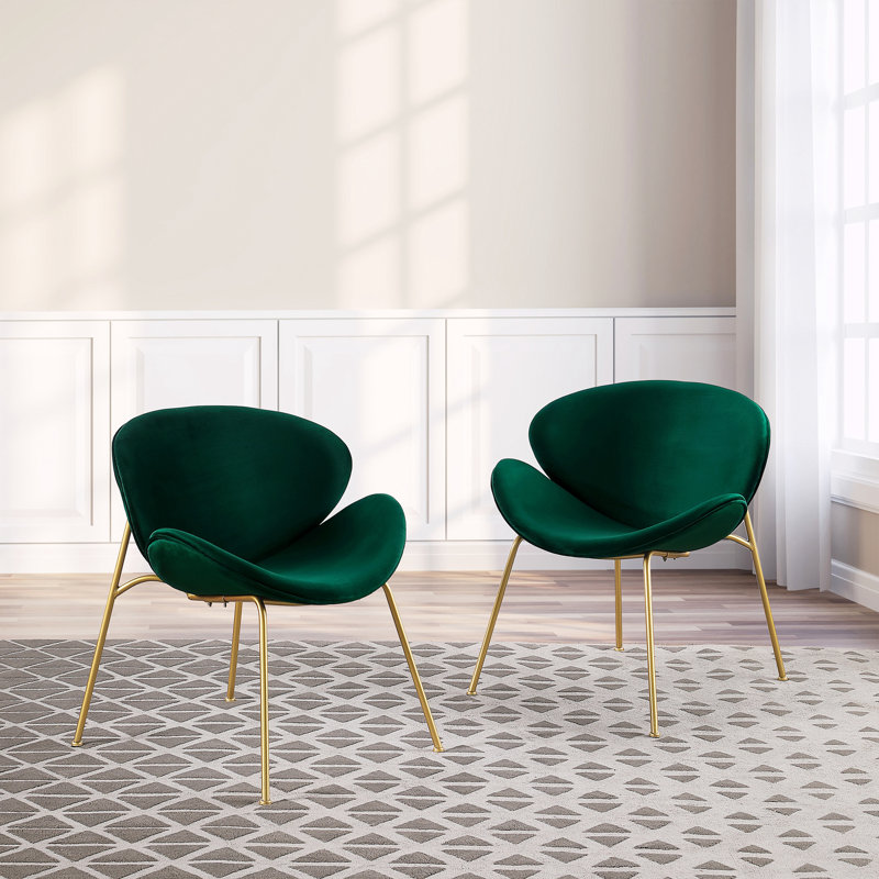 Kuhlman Velvet Side Chair Dining Chair, Green