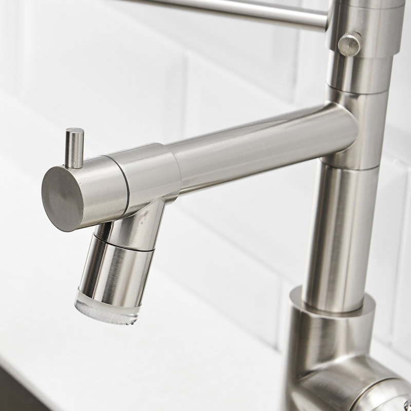 Modern Brushed Nickel Led Kitchen Faucet, Pull Down , Single Handle, 360 Degree Rotating Spout, Dual Stylish Finish, Lever Rotating, Options
