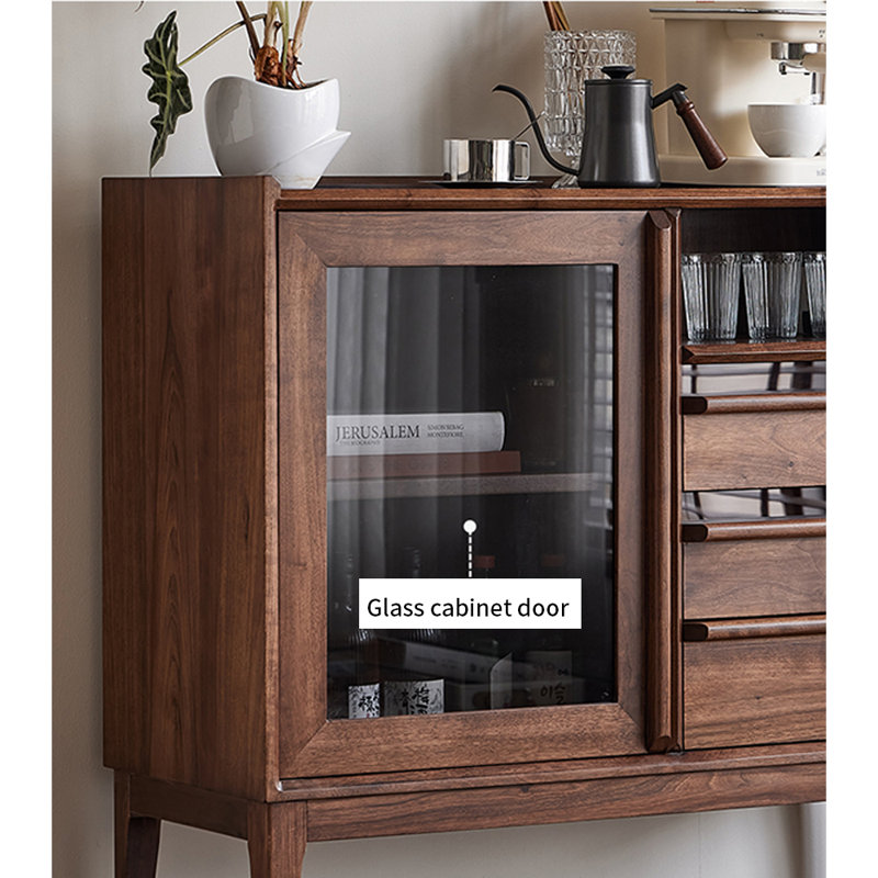 Buffet décoratif rétro couleur noyer, H 35,43 po x l 31,5 po x P 15,75 po