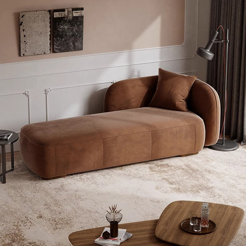 Chaise longue rembourrée Jalaal, Café, Accoudoir à droite (vu de face)