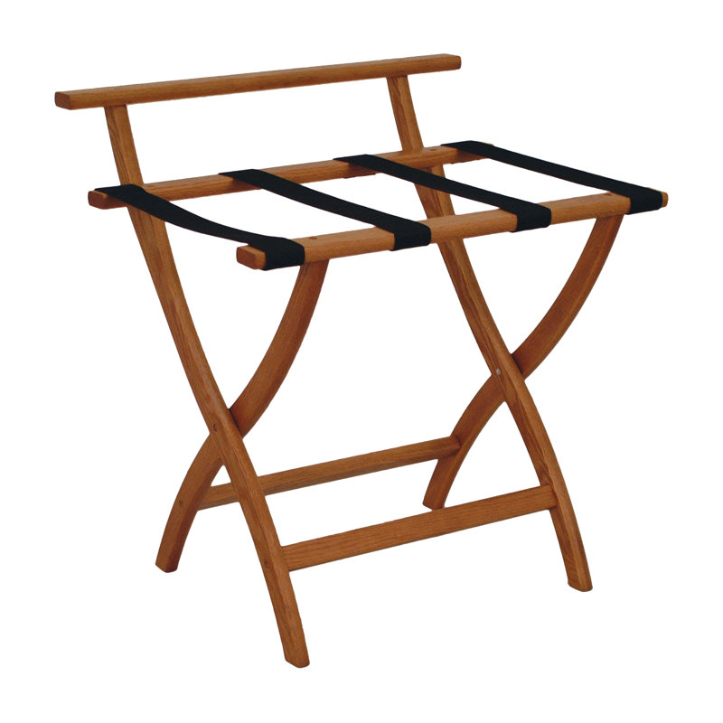 Porte-bagage en bois, Noir, Chêne clair