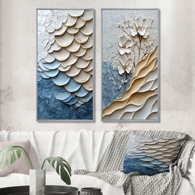 Ensemble de 2 pièces d'art mural blanc et bleu