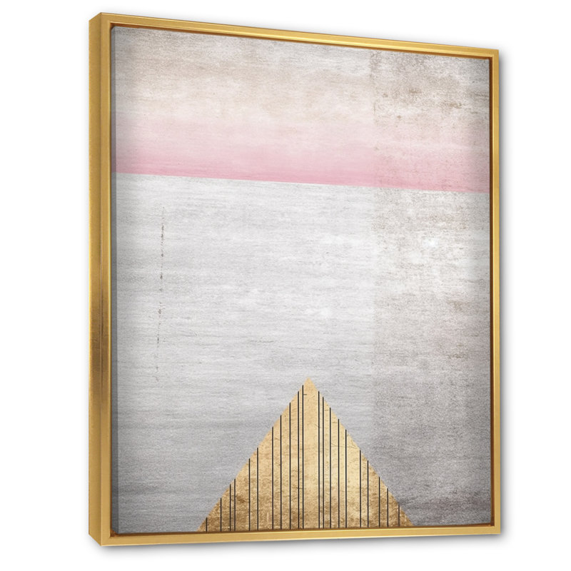 «Pink Gray Visions», impression géométrique sur toile, H 20 po x l 12 po, Cadre flottant doré
