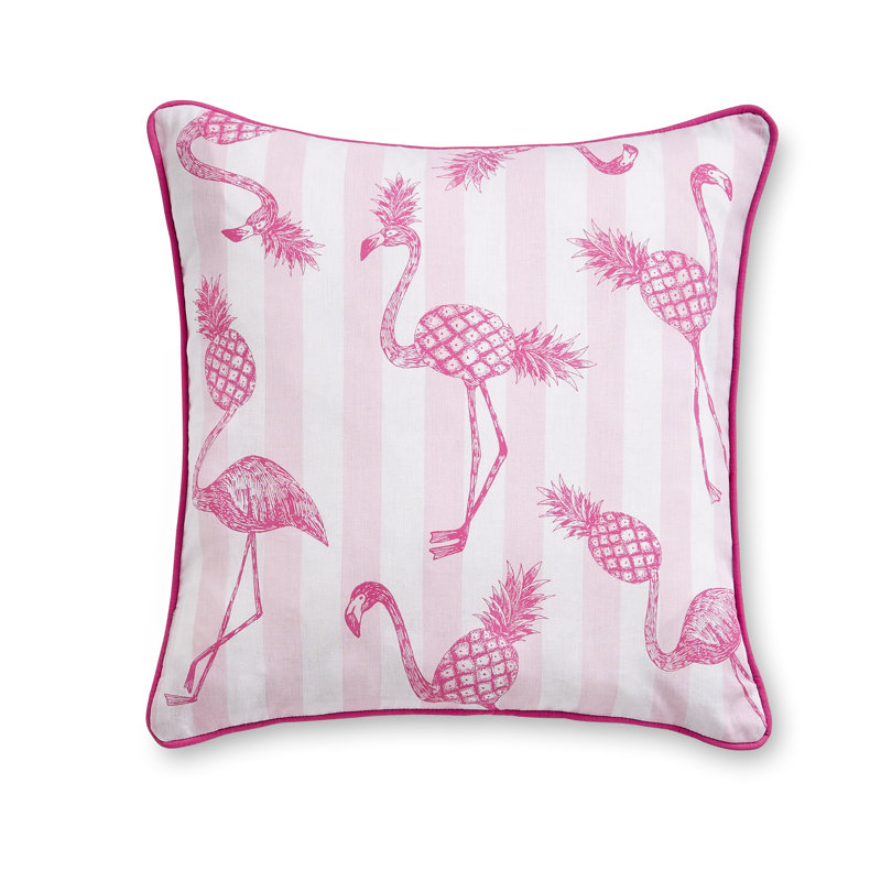 Tropical Flamingo Cotton 45x45cm Indoor/Outdoor Cushion Pink