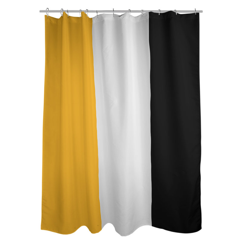 Rideau de douche rayé Boston, Jaune / blanc / noir, Non