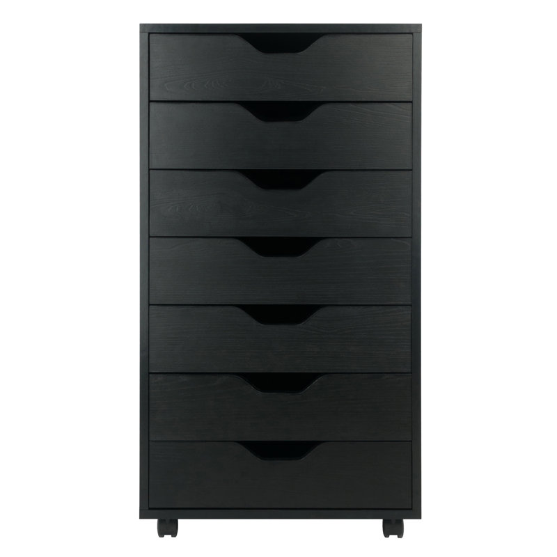 Barakha Black Finish Accent Chest with 7- drawer, 35.35'' H X 19.21'' W X 15.98'' D, Black