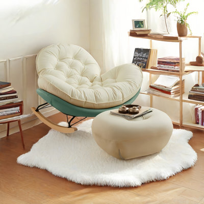 Modern Upholstered Rocking Chair with Ottoman by VIBORZ