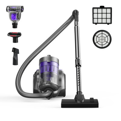 1700W Powerful Canister Vacuum Cleaner, 45KPa Strong Suction Bagless Vacuum for Hardwood Floor, Carpet & Pet Hair