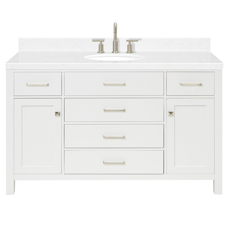 3_ARIEL Bristol 60 Single Sink Bathroom Vanity with Carrara White Quartz, White, 54"