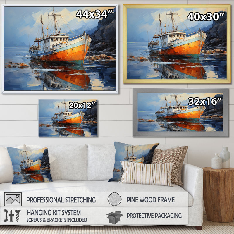 Fishing Boat Dreamy Regatta I - Transportation Canvas Prints, H 30 po x l 40 po x P 1,5 po, Cadre flottant doré