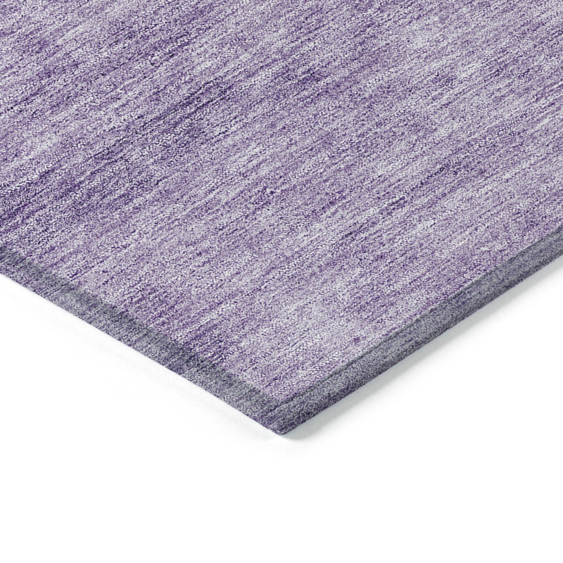 Tapis extérieur rond lavable abstrait aubergine 8 po mauve et lavande