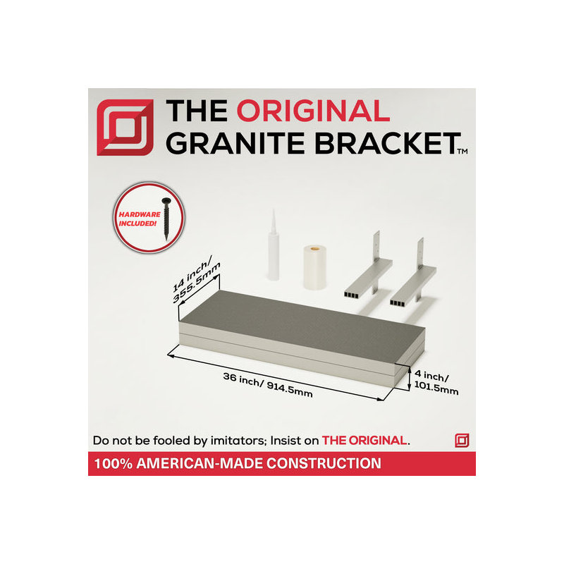 46in. × 12in. × 4in. The Original Floating Shower Bench Kit® with Concrete Mesh Foam Board® - Original Shower Bench Bracket®