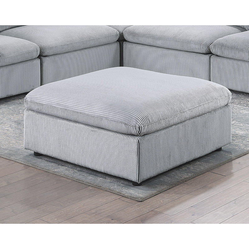 Repose-pieds en velours côtelé 1pc, Gris