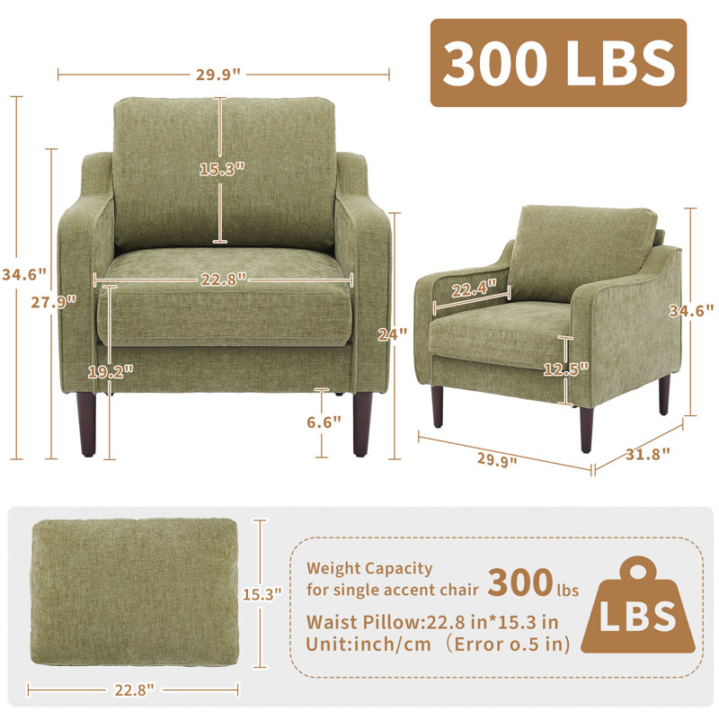 Upholstered Accent Chair, Green
