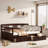 Full Size Espresso Solid Pine Wood Daybed with 2 Storage Drawers - Space-Saving Sleeper Sofa-736755364-736657369