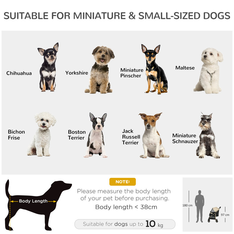 Foldable Pet Stroller, Beige/Black