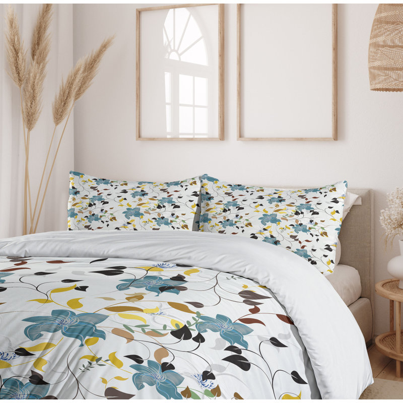 Multicolor Floral Pattern Queen Duvet Cover Set with Pillow Shams