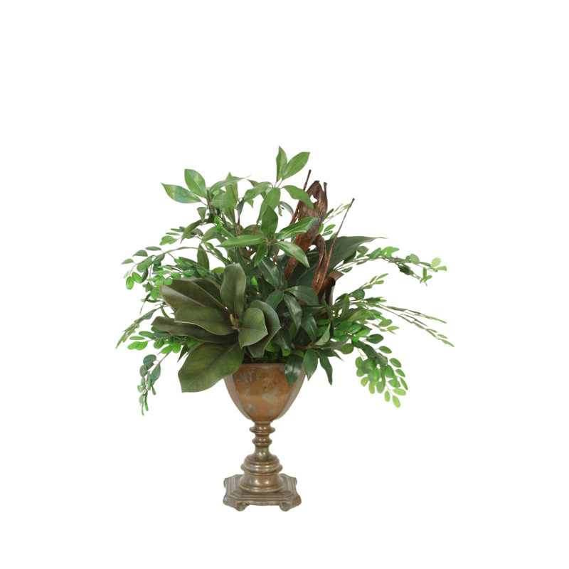 Mixed Greenery in Brass Urn