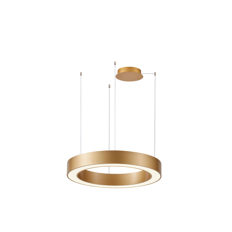 1 - Light LED Wagon Wheel Pendant, Gold, 8cm H x 80cm W x 80cm D