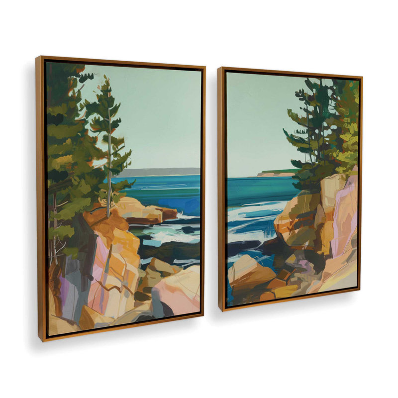 Ensemble 2 pièces Seacliff Whispers On Canvas par Azure Artisanal Studio, H 14 po x l 20 po x P 1,75 po