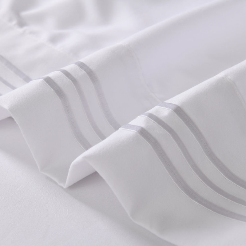 4/6 Pcs Soft Solid & Embroidery Bed Sheets Set, White, King