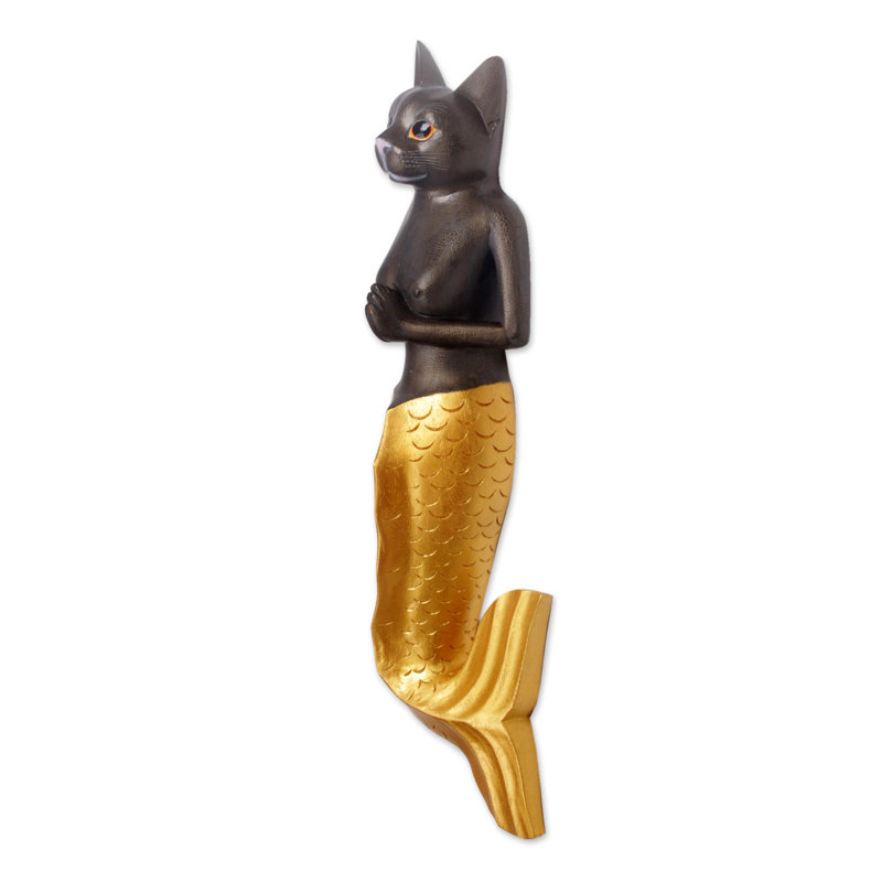 Mermaid Kitty Sculpture, Gray