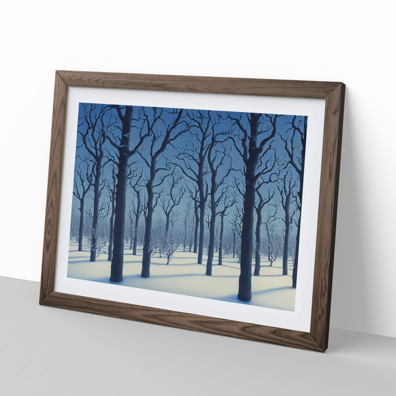 Fascinating Winter Forest - Single Picture Frame Painting, 46cm H x 64cm W x 2cm D, Walnut