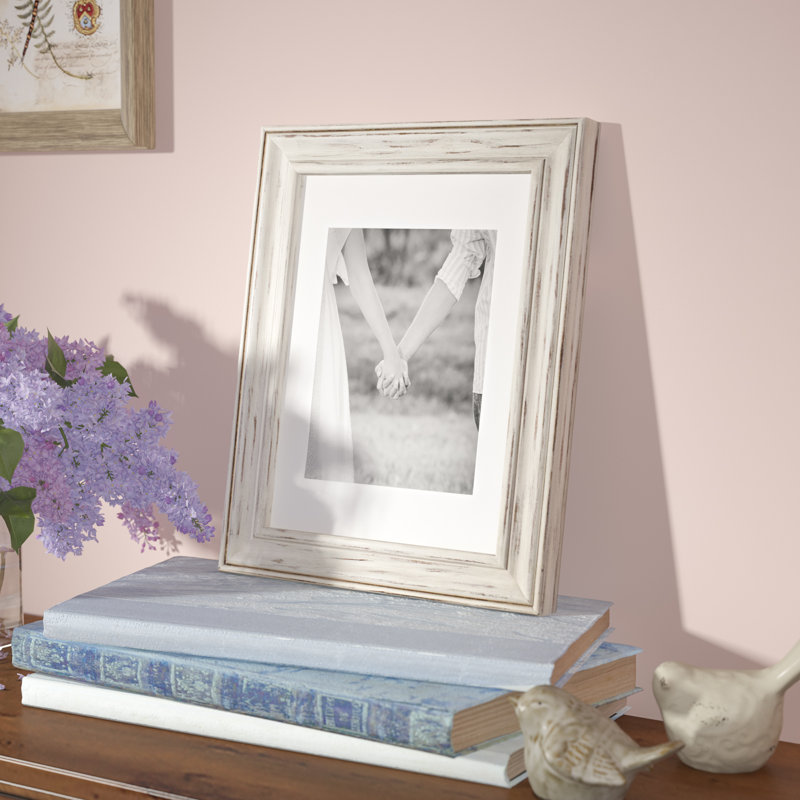Beveled Picture Frame with Mat, 5" x 7", White