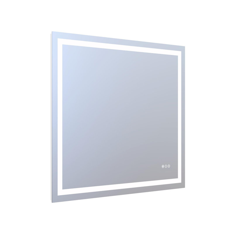 Miroir de salle de bain 40 po x 36 po à DEL avec éclairage avant et arrière, miroir de meuble-lavabo à intensité variable, 3 températures de couleur, antibuée, imperméable à l'eau IP44, verre trempé argenté