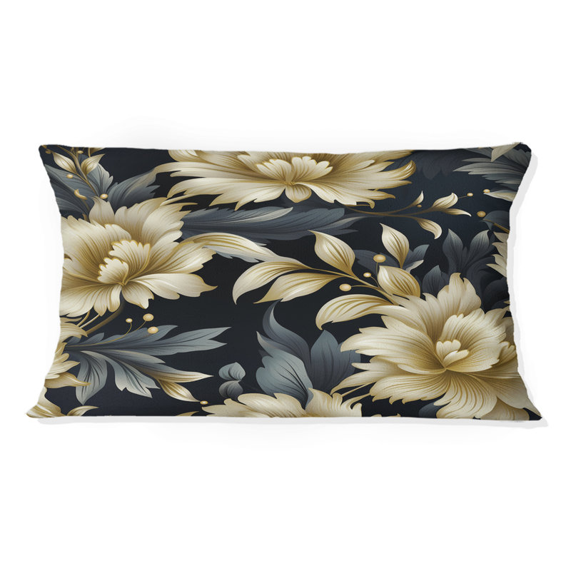 Opulence de fleur de damas noir et beige