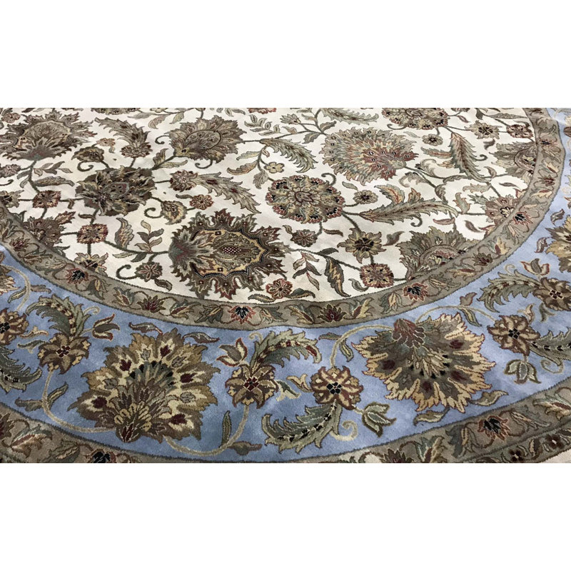 Wool Oriental Area Rug in Gray/Light Blue/Brown
