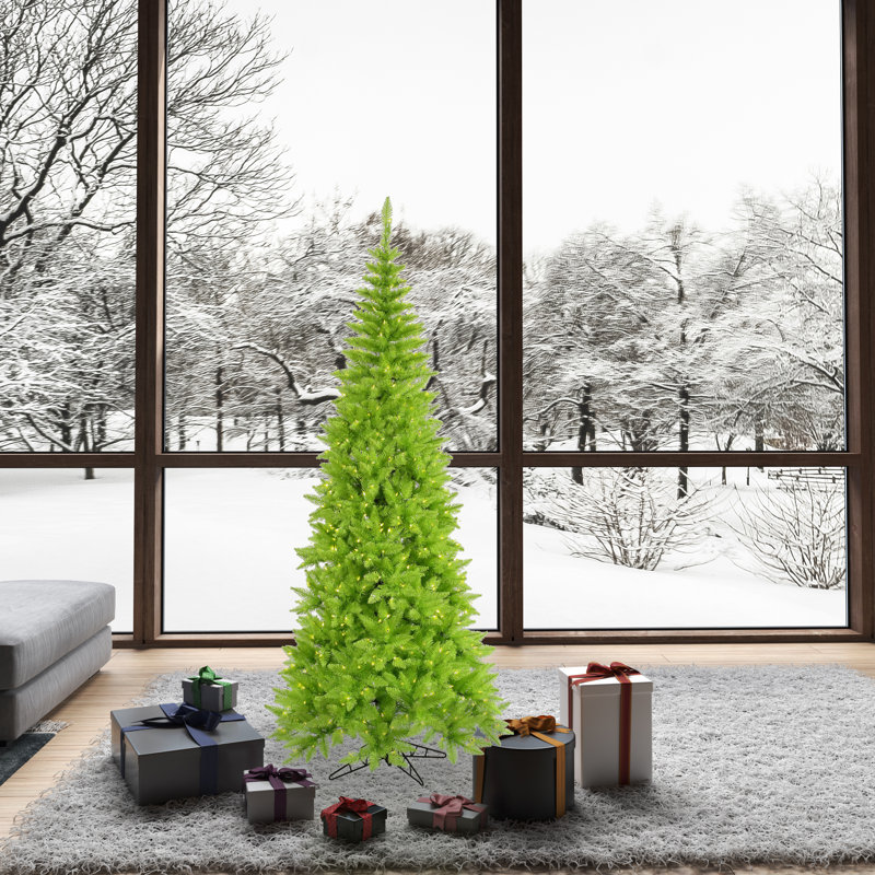 Lime Lighted Artificial Fir Christmas Tree, 6.5' H