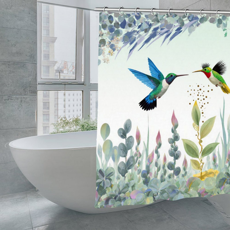 Multicolore L 52 po x l 72 po Watercolor Hummingbird & Botanical
