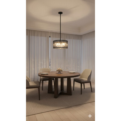 6-Light Black Chandelier With Clear Crystal Accents