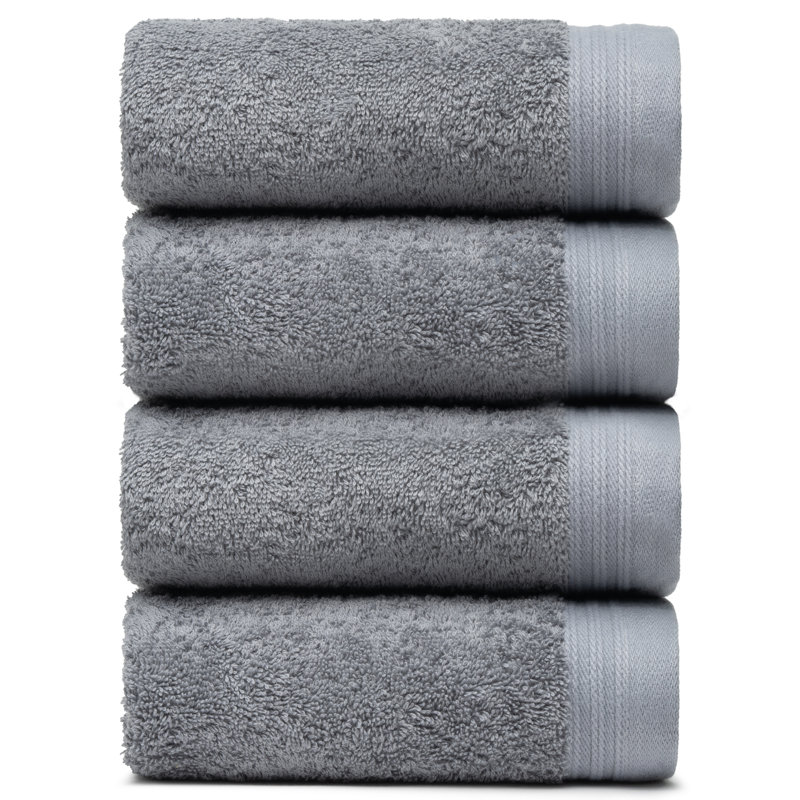 Ensemble de serviettes essuie-mains 100% coton 4 pièces Kendra, Gris foncé