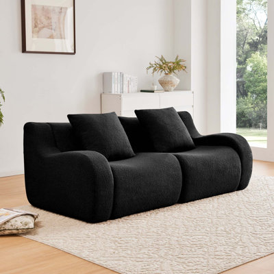 2-Seat Teddy Fabric Anti-Slip Design Boneless Loveseat for Living Rooms, Bedrooms, Reading Nook
