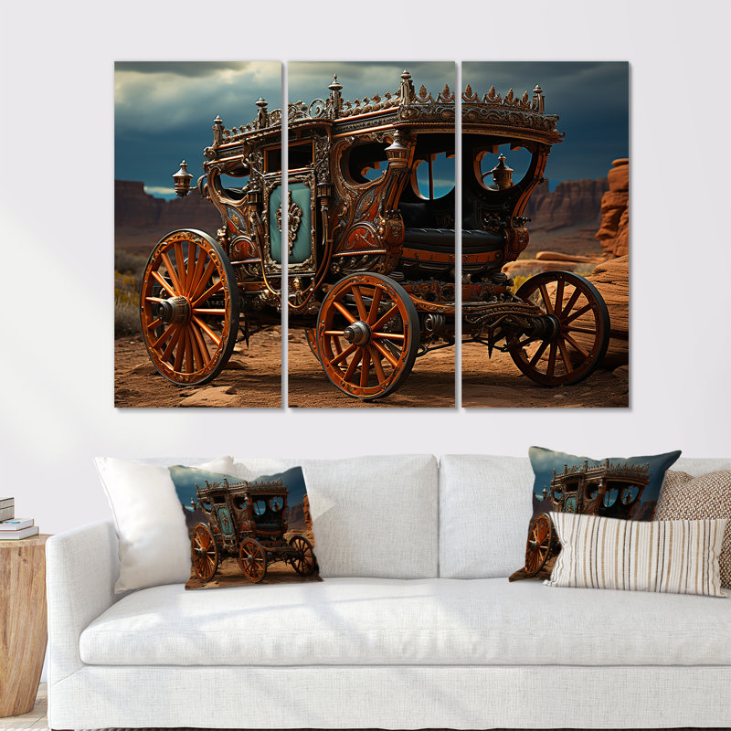 «Fantasy Western Wagon In USA», ensemble d'art mural «Old American Cart», H 32 po x l 48 po