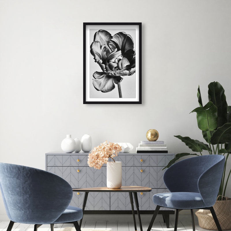 Graphite Flower Print by Oliver Gal, 31.5" H x 21.5" W, Black Shadowbox