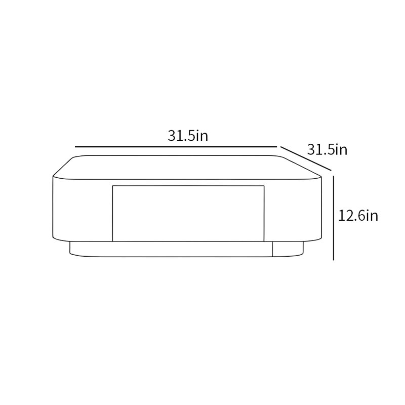 Light luxury high-end home coffee table, 12.6" H x 31.5" L x 31.5" W