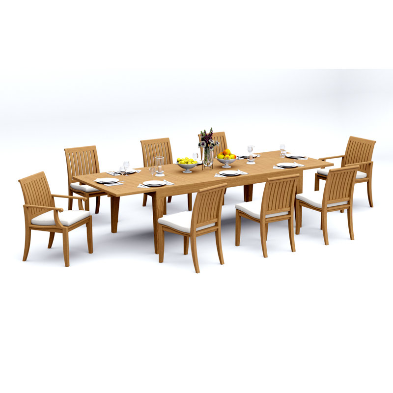 Lagos Teak Wood Patio Dining Set with, 8