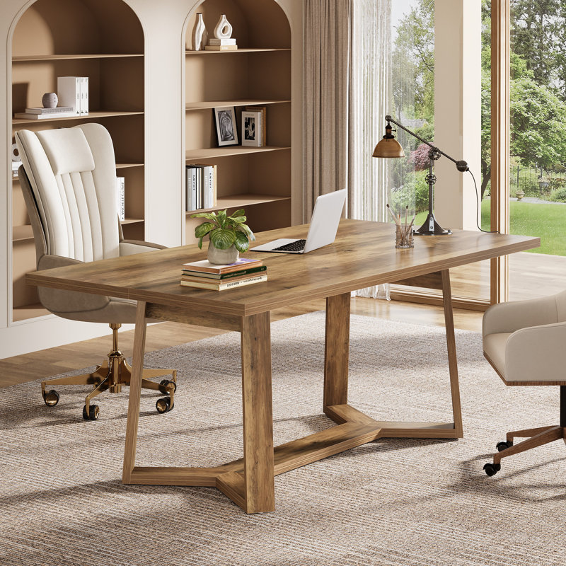 47-inch Home Office Desk, Farmhouse Wood Executive Desk, Computer Writing Table For Office, Study Room, Or Workstation