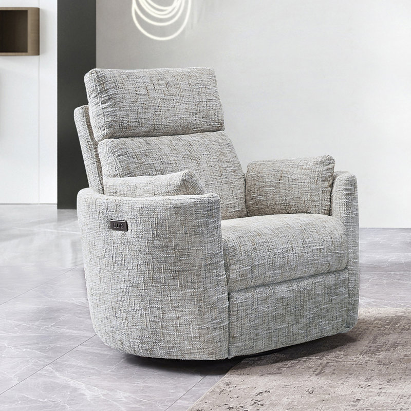 Callendale Electric Power Swivel Rocker Recliner Chair With USB & Type-C Port, Blue Ashes