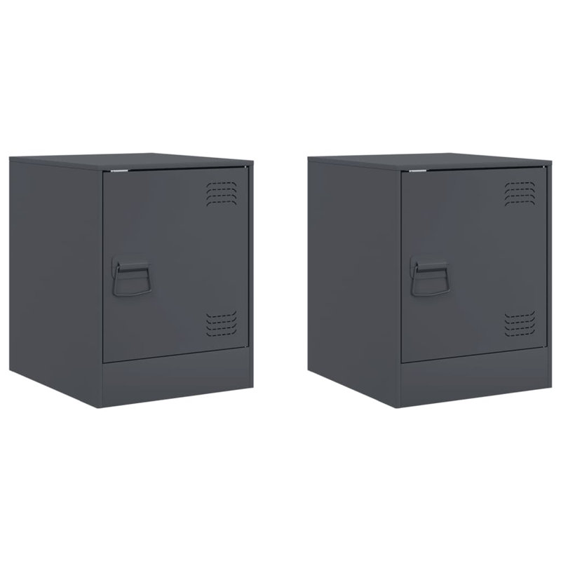 66 34.5cm W Steel Bedside Table, Anthracite, Set of 2