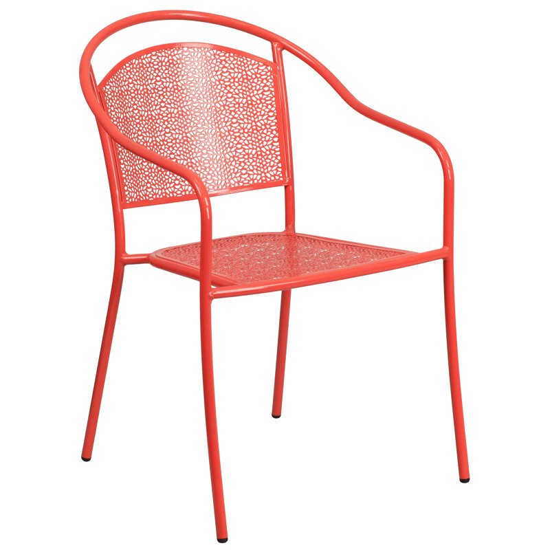 Ensemble de table de patio pliant intérieur / extérieur 28 po Jeffry avec 4 chaises à dossier rond, Corail