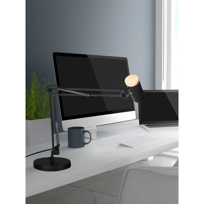 Perce Plug-in Adjustable Metal Desk Lamp Architect Swinging Arm Table Light with Clamp
