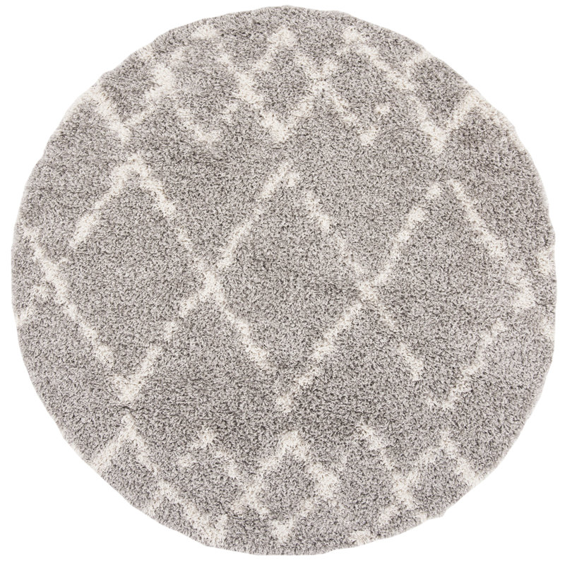 Kressley Pro Lux Shag 400 Performance Geometric Rug, Round 6'7"
