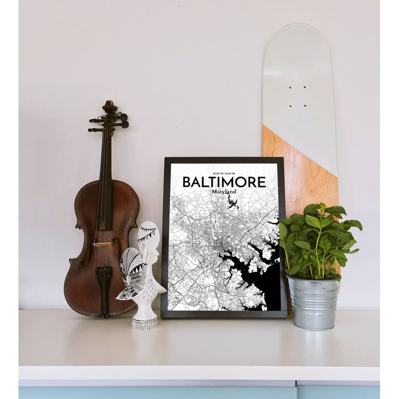 «Baltimore City Map», reproduction d'impression sur affiche, H 36 po x l 24 po