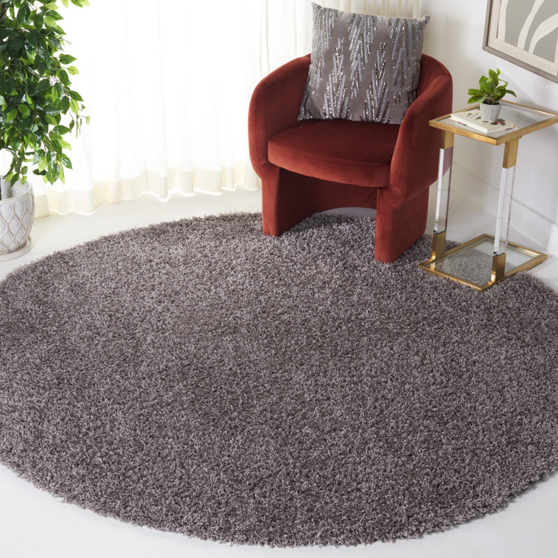 Assar Handmade Tufted Silver Area Rug, Round 7'
