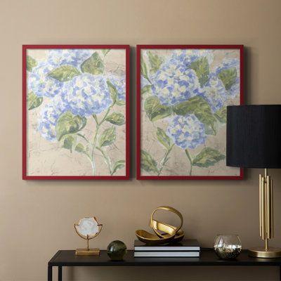 Vintage Hydrangea Fresco I-Premium Framed Print -Ready to Hang - No Nails Required - No Nails Required