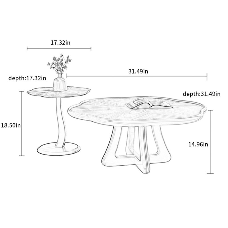 Retro solid wood flower tea table simple